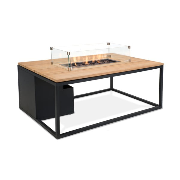 Măsuță de grădină cu vatră /șemineu și blat din lemn de tec COSI Cosiflow, 120 x 80 cm, negru-image-2