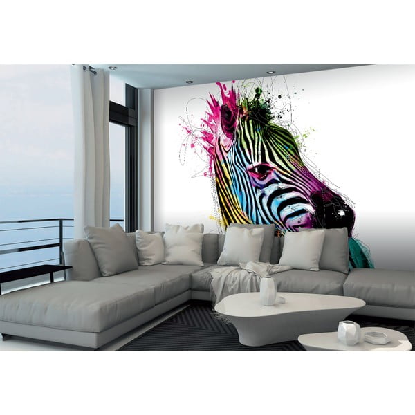Tapet în format mare Zebra colorată, 366x254 cm