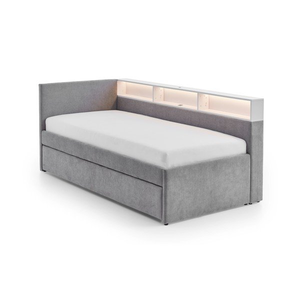 Pat pentru copii  gri pe colț cu spațiu de depozitare fără somieră 90x200 cm Uno – Meise Möbel-image-4