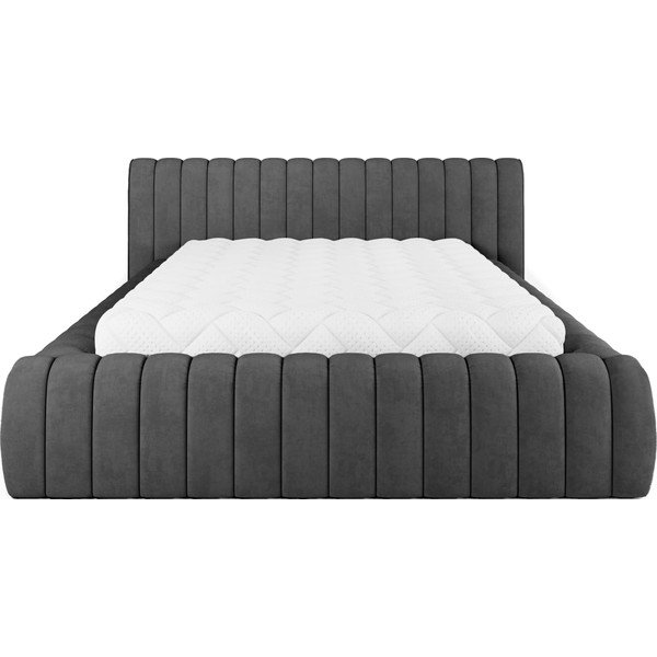 Pat matrimonial gri închis tapițat cu spațiu de depozitare cu somieră 140x200 cm Carilla – ELTAP-image-4