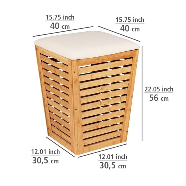 Coș de rufe din bambus 55 l - Wenko-image-3
