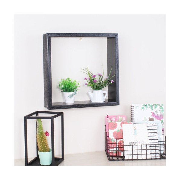 Raft de perete din lemn North Carolina Scandinavian Home Decors Cube L, negru-image-1
