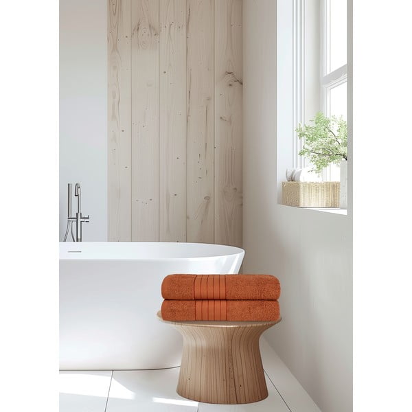 Prosoape cărămizii 2 buc. din bumbac din frotir 70x140 cm – Good Morning-image-1