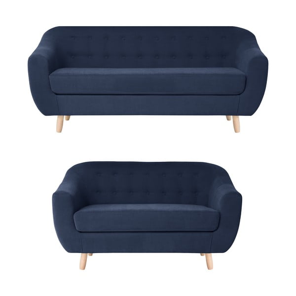 Set 2 canapele pentru 2 și 3 persoane Jalouse Maison Vicky, bleumarin