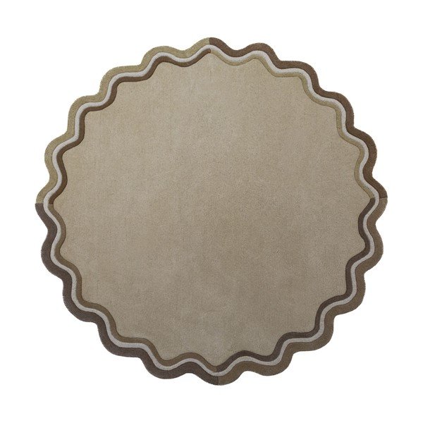 Covor în culoare naturală țesut manual rotund din lână ø 180 cm Leo Scallop – Flair Rugs
