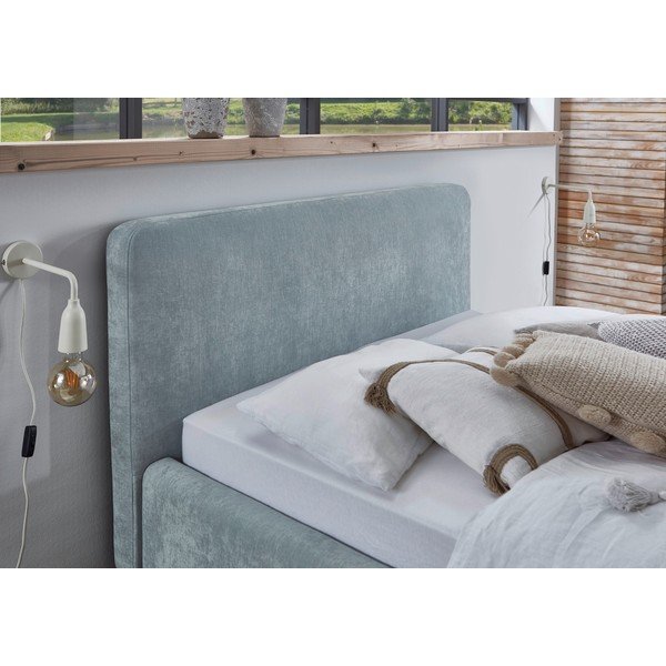 Pat matrimonial albastru deschis tapițat fără somieră 140x200 cm Mattis – Meise Möbel-image-2