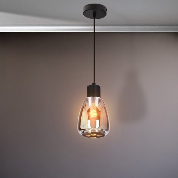 Lustră neagră cu abajur din sticlă ø 12 cm Moldo – Candellux Lighting-image-3