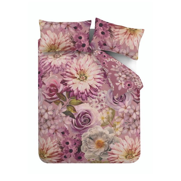 Lenjerie de pat roz pentru pat dublu, extinsă 230x220 cm Rosemoor Floral – RHS