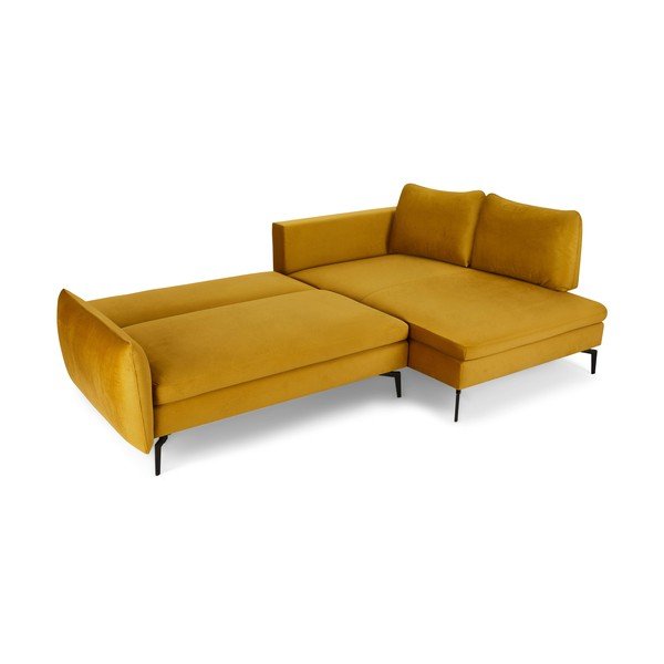 Colțar extensibil cu șezlong pe partea dreaptă Bonami Selection Fira, galben-image-3