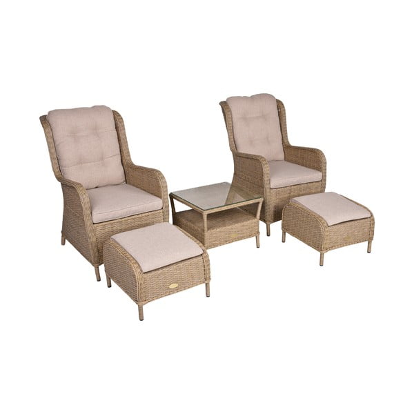 Set mobilier de grădină maro deschis din ratan artificial pentru 2 persoane Valencia – Garden Pleasure