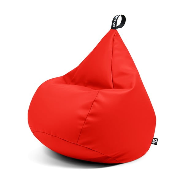 Fotoliu bean bag roșu cu tapițerie din imitație de piele Drop XL – So Soft?