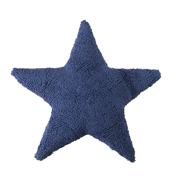 Pernă din bumbac lucrată manual Lorena Canals Star, 54 x 54 cm, albastru închis 