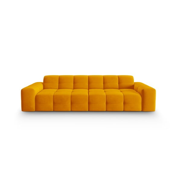 Canapea galben ocru cu tapițerie din catifea 255 cm Kendal – Micadoni Home