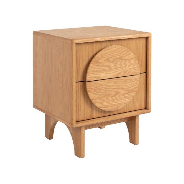 Noptieră în culoare naturală cu aspect de lemn de stejar Groove – Zuiver-image-2