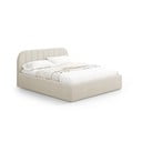 Pat matrimonial crem tapițat cu spațiu de depozitare cu somieră 200x200 cm Juno – Windsor & Co Sofas