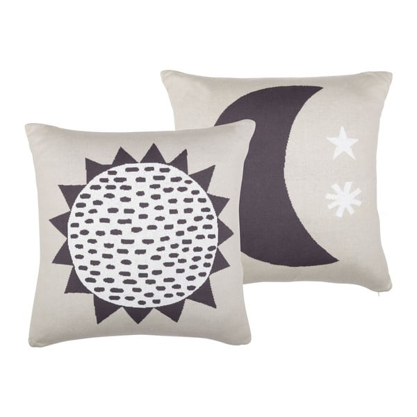 Pernă din bumbac pentru copii Södahl Sun & Moon, 50 x 50 cm, gri-image-1