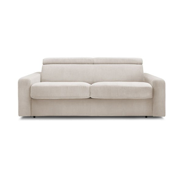 Canapea crem extensibilă cu tapițerie din catifea reiată  215 cm Monaco – Bobochic Paris