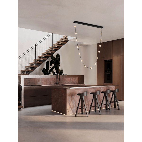 Lustră negru-mat LED cu intensitate reglabilă din aluminiu cu abajur din sticlă acrilică Alcinoe – Nova Luce-image-1