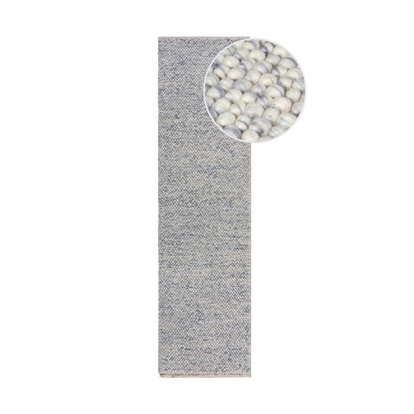 Covor tip traversă albastru deschis țesut manual din amestesc de lână 60x230 cm Minerals – Flair Rugs