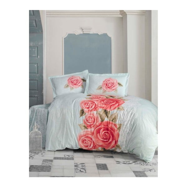 Lenjerie de pat Clasy Roses, 200 x 220 cm, roșu-alb 