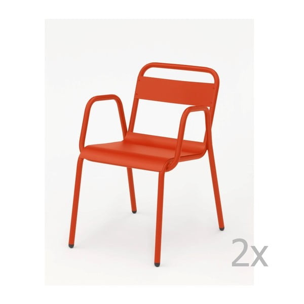 Set 2 scaune de grădină, cu cotiere Isimar Anglet, portocaliu