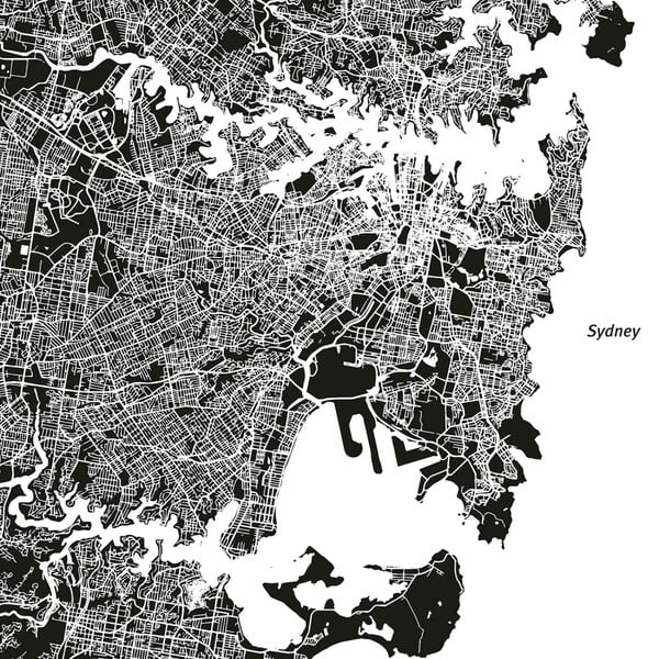 Tablou Homemania Maps Sydney, 60 x 60 cm