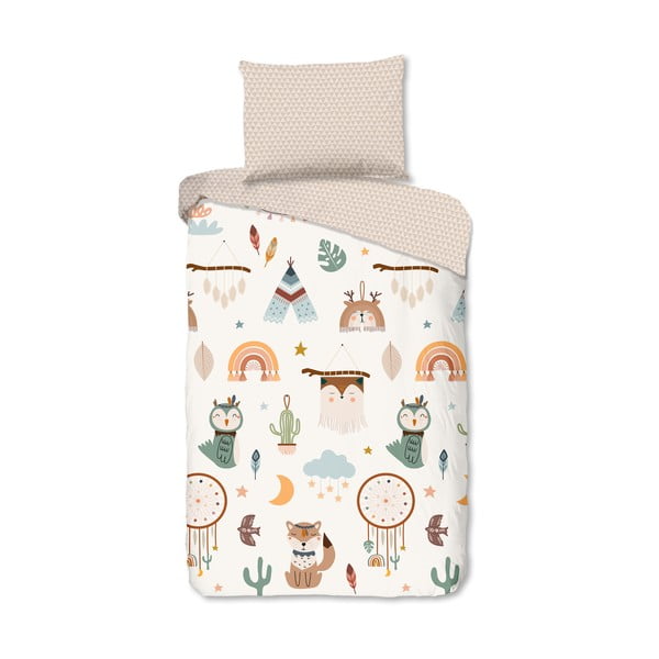 Lenjerie de pat pentru copii bej din bumbac pentru pat de o persoană 140x200 cm Remi – Good Morning