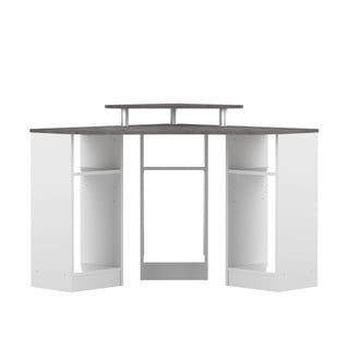Birou alb cu blat cu aspect de beton 94x94 cm - TemaHome 