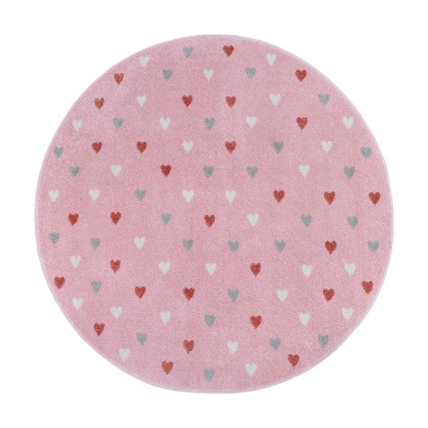 Covor pentru copii roz ø 140 cm Little Hearts – Hanse Home