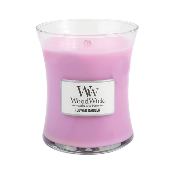 Lumânare parfumată WoodWick, aromă de flori înrourate, 60 ore
