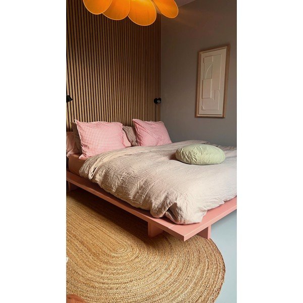 Pat matrimonial roz deschis din lemn masiv de pin cu somieră 140x200 cm Japan – Karup Design-image-4