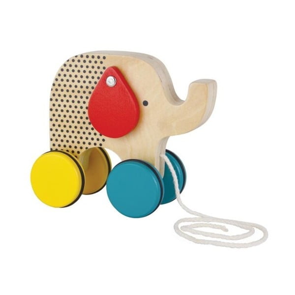 Jucărie de tras cu urechi mobile Petit collage Elephant