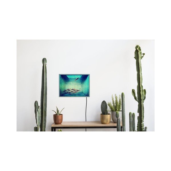 Decorațiune pentru perete cu lumini LED Surdic Free Fish, 40 x 30 cm-image-1