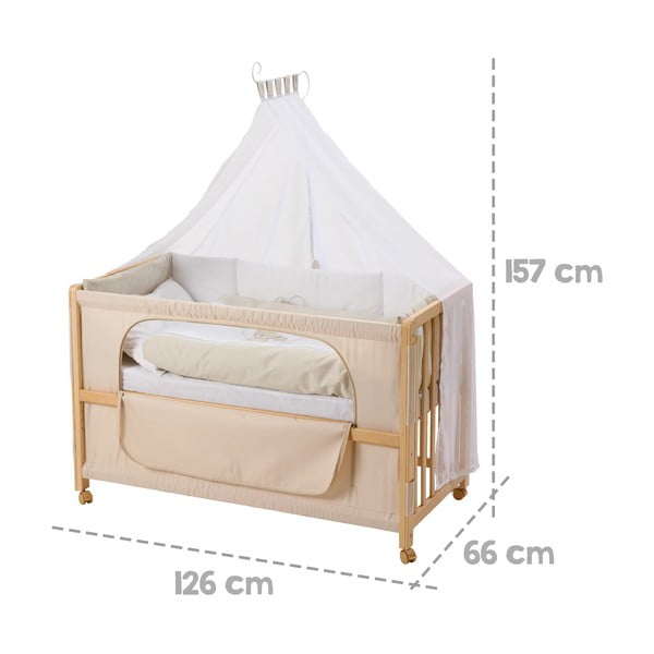 Pătuț cu roți și baldachin 60x120 cm Liebhabär – Roba-image-2
