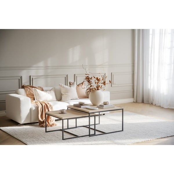 Măsuță de cafea natural  cu blat din lemn de stejar ø 70 cm Deerfield – Rowico-image-4