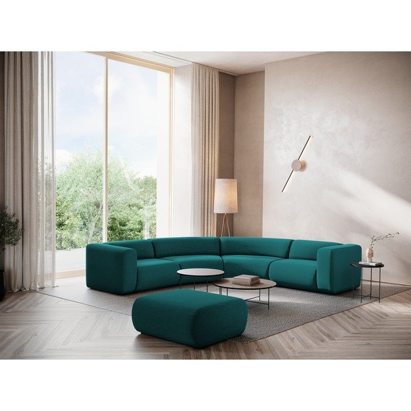 Taburet turcoaz cu tapițerie din catifea Ekahi – Makamii-image-1