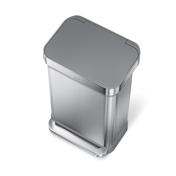 Coș de gunoi argintiu cu pedală din oțel 45 l – simplehuman-image-1