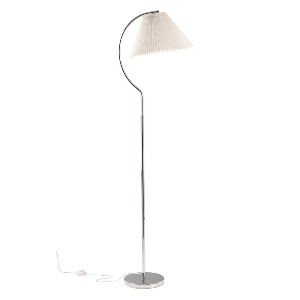 Lampadar alb/argintiu lucios din material textil (înălțime 165 cm) Celie – Jotex