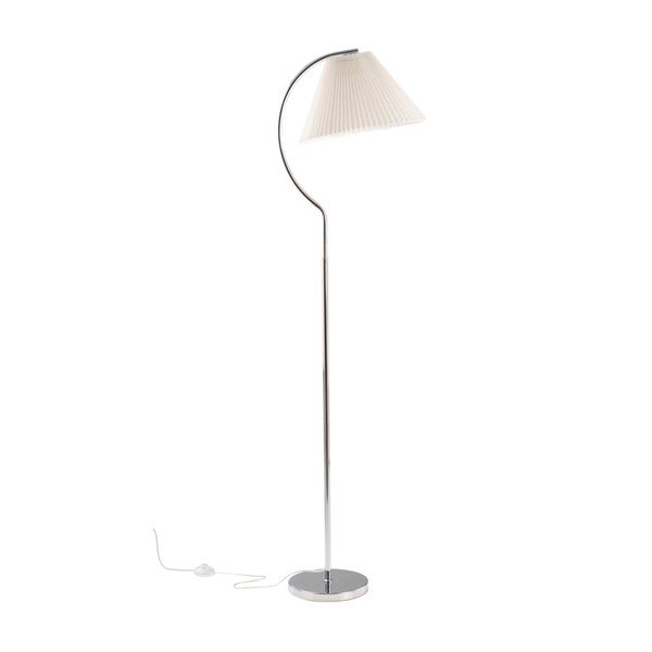 Lampadar alb/argintiu lucios din material textil (înălțime 165 cm) Celie – Jotex