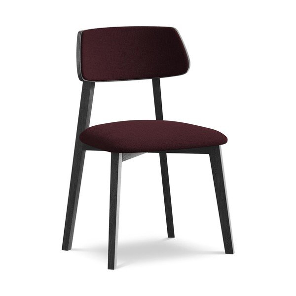 Scaun de dining burgundy din lemn masiv Niu – Makamii