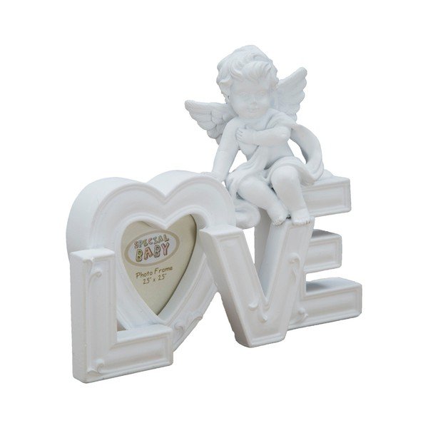 Decorațiune albă cu ramă foto Mauro Ferretti Baby Love, pentru fotografii 5 x 5 cm-image-3