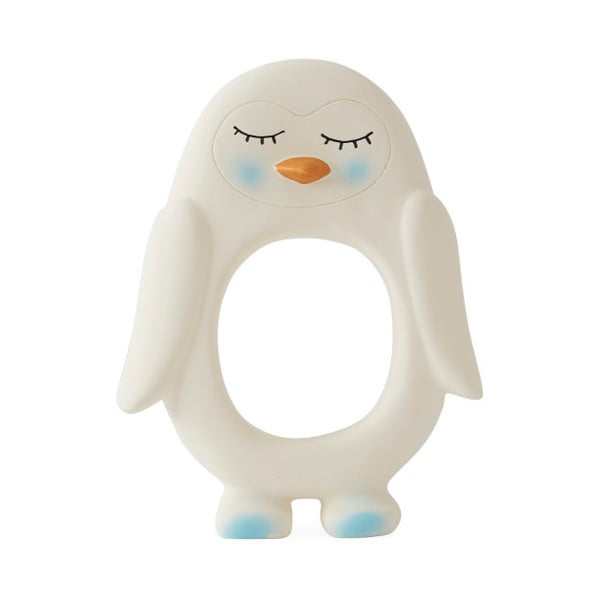 Jucărie pentru dentiție din cauciuc natural OYOY Penguin, alb