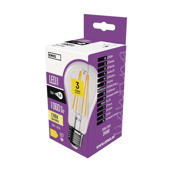 Bec LED E27, cu lumină albă caldă 8 W – EMOS-image-3