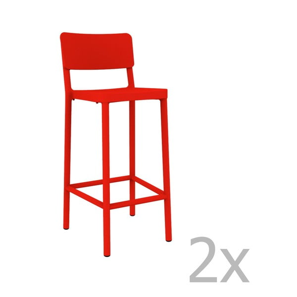 Set 2 scaune bar adecvate pentru exterior Resol Lisboa, înălțime 102,2 cm, roșu