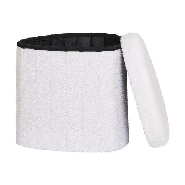 Taburet alb cu tapițerie din țesătură bouclé Medford – House Nordic-image-2
