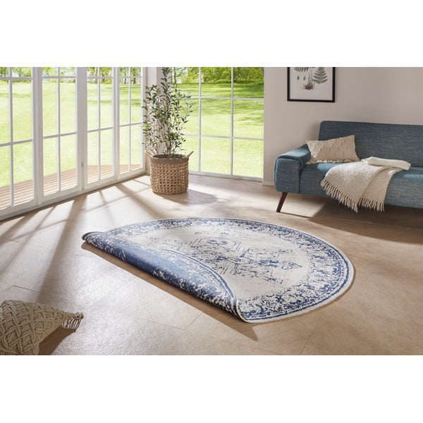 Covor adecvat pentru exterior NORTHRUGS Borbon, ø 140 cm, albastru-crem-image-1