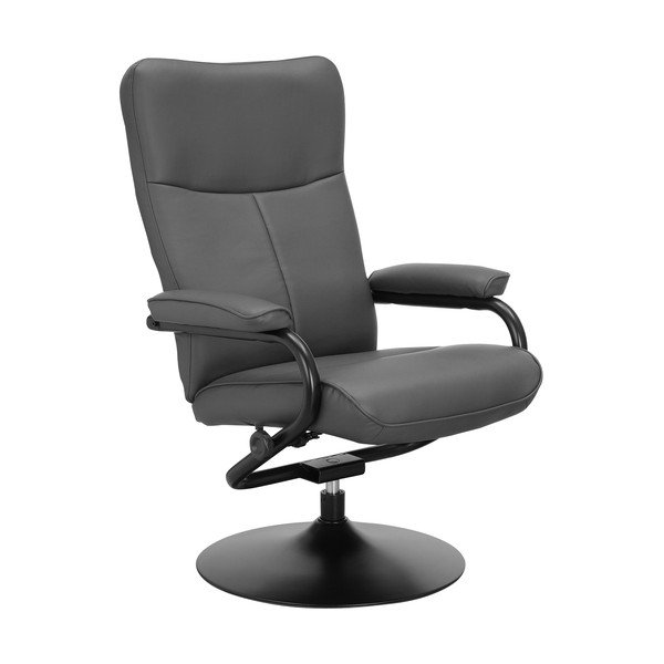 Fotoliu cu taburet gri de relaxare cu tapițerie din imitație de piele Istad – Støraa-image-3