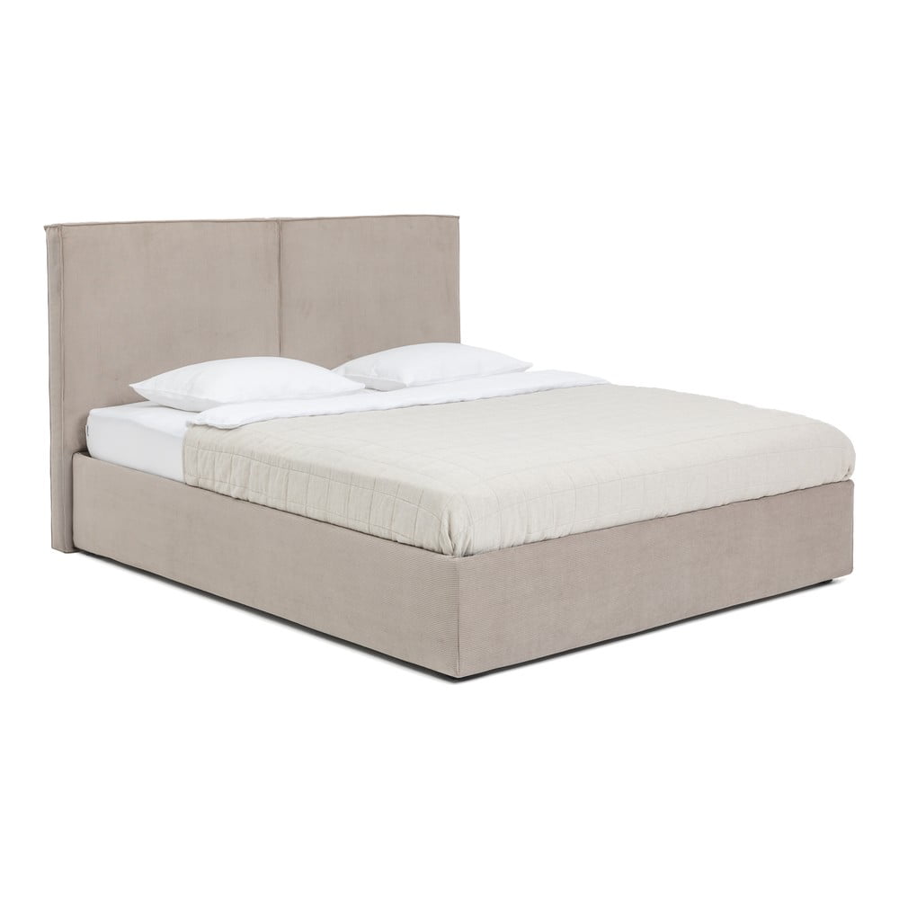 Pat matrimonial taupe tapițat cu spațiu de depozitare cu somieră 160x200 cm Thessa Bold – Bonami Selection