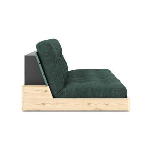 Canapea verde-închis extensibilă cu tapițerie din catifea reiată  196 cm Base – Karup Design-image-3