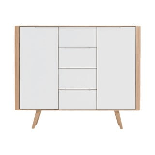 Comodă din lemn de stejar Gazzda Ena Two, 135 x 42 x 110 cm